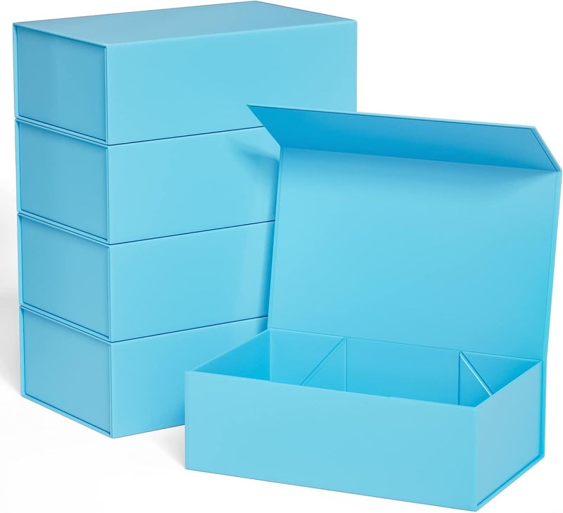 ROSTELACK Gift Boxe 12" x 6" x 4" with Magnetic Closure Lid Gift Boxes for Presents,Bridesmaid Gifts Box,Cute Box,Birthday Gift box,Luxury for Gift Packaging, Magnetic Gift Box for Wrapping Gifts (Blue/5PCS) - Image 1